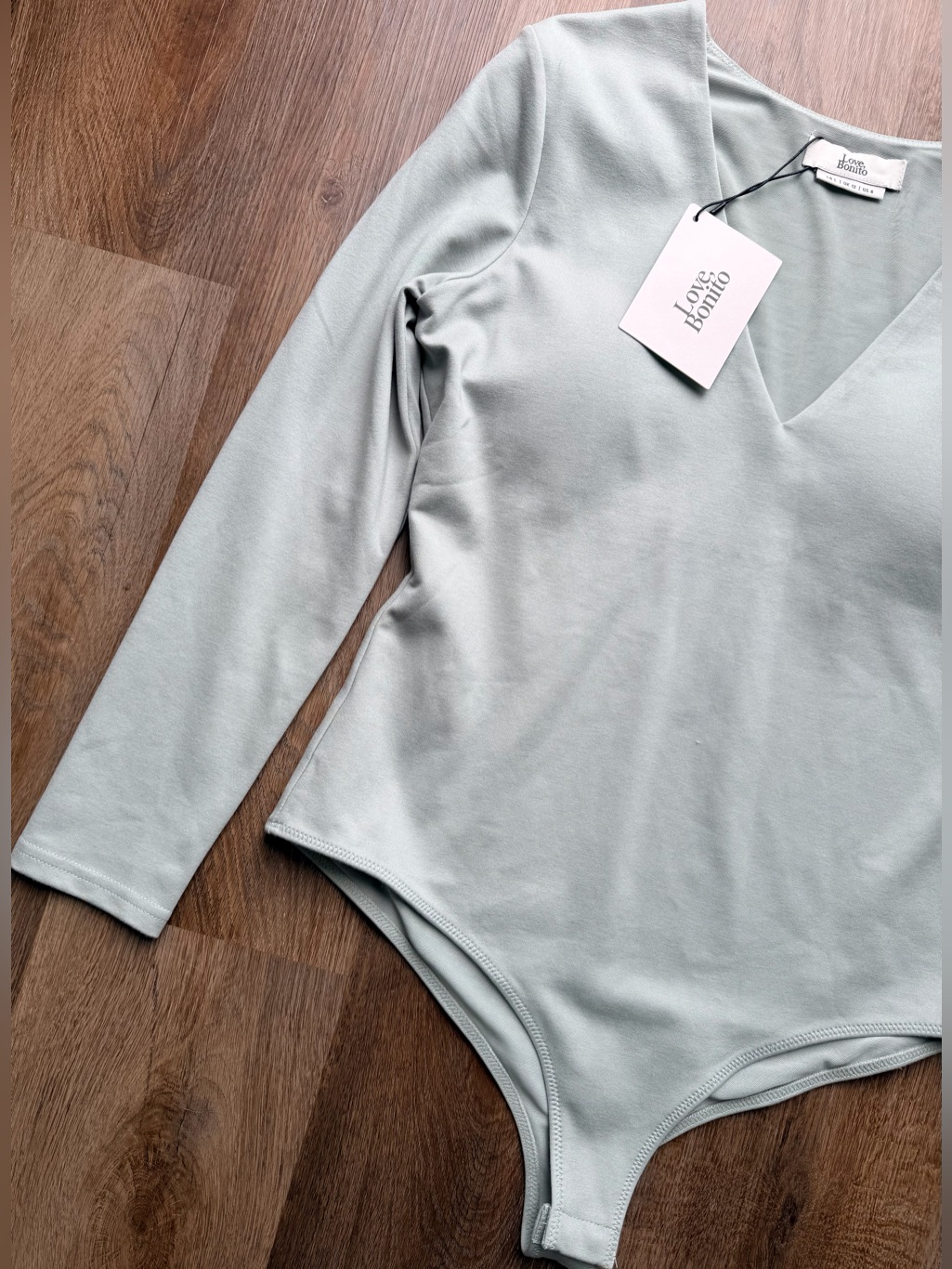 Love Bonito | Long Sleeve V-Neck Bodysuit | Minimalist Stretch Top — image 2 of 8